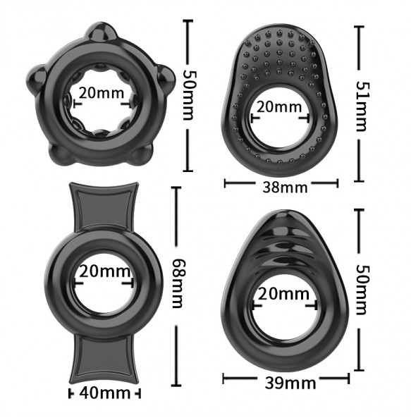 PLEASE ME - Delay Cock Rings (Full Set 4 Pieces - Set B)